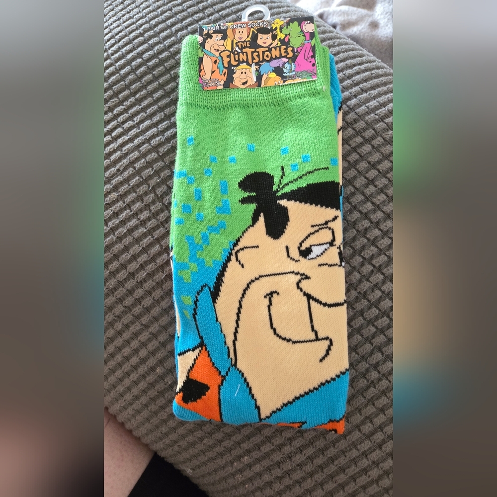 Flintstones Men's Socks - Green and Blue